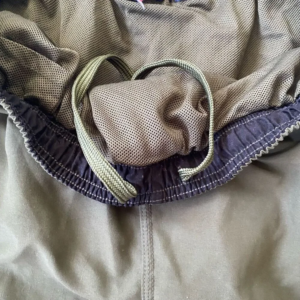Puritan men XL pull on swim trunks w/elastic drawstring waist olive green